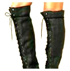 Black, Tall laces up boots with a distressed look